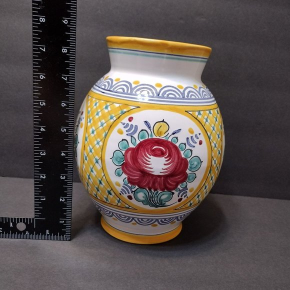 Hand Painted Pottery Vase, Modra Slovakia style Czechoslovakian Ceramic Floral - Picture 4 of 8